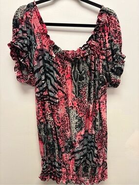 4 for $25 ❤️ New Woman Design Pink Animal Print Peasant Top | Size 2X ❤️